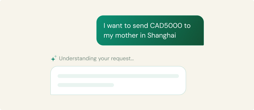 Chat asking to send CAD 5000 to Shanghai
